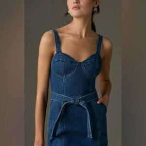 🔥NWT PAIGE X REVOLVE Giulia Denim Ariel Midi sleeveless Dress with belt size 10